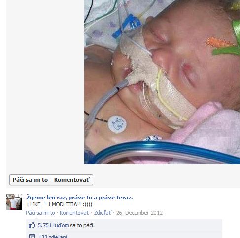 Choré dieťa na facebooku