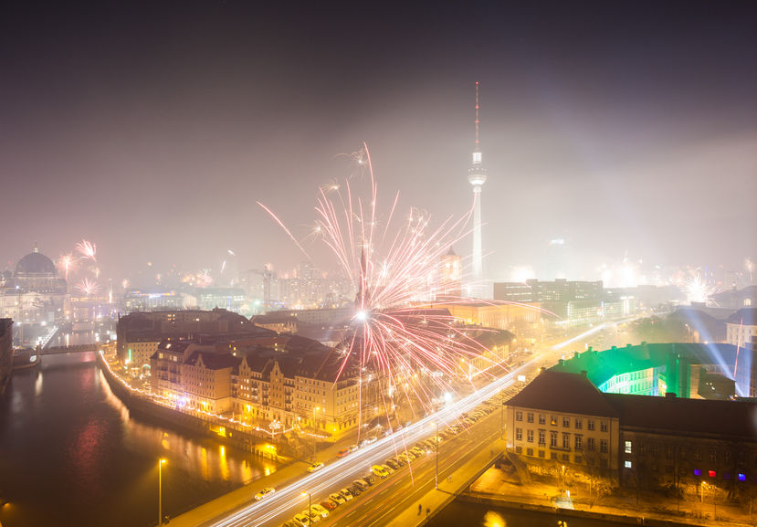 50722325 - view over berlin on new years eve 2013 with fireworks
