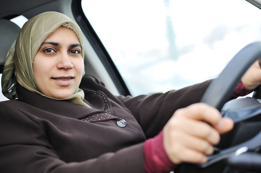 22127411 - muslim woman in a car