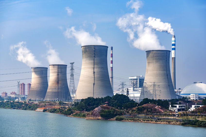 49799299 - tops of cooling towers of atomic power plant
