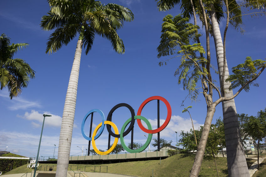 58701714 - rio de janeiro, brazil, 22 june 2016: view of the olympic rings installed in madureira park, in the north of rio de janeiro. these olympic rings were installed in london and were donated to rio de janeiro.
