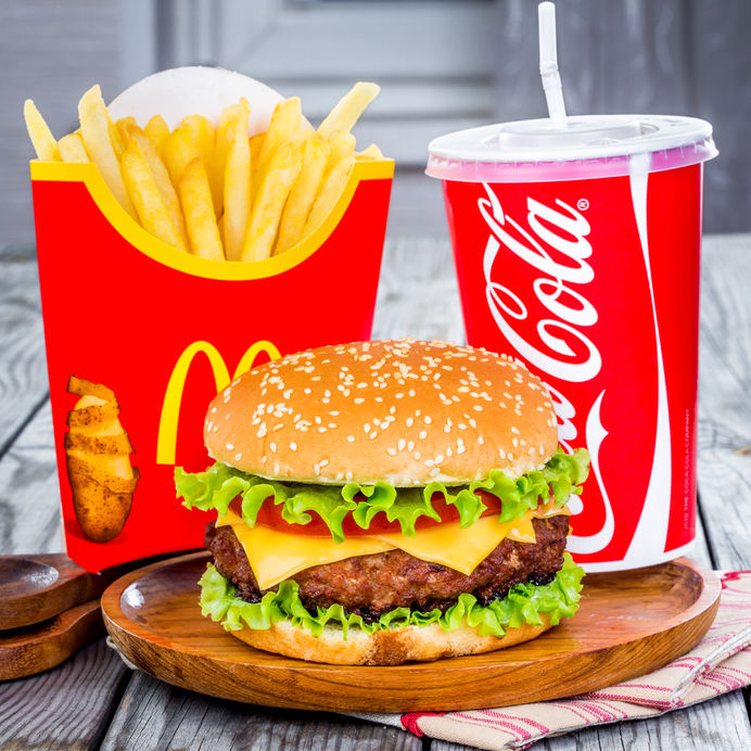 32416936 - moscow, russia-october 6, 2014: mcdonald's food. mcdonald's corporation is the world's largest chain of hamburger fast food restaurants, serving around 68 million customers daily in 119 countries