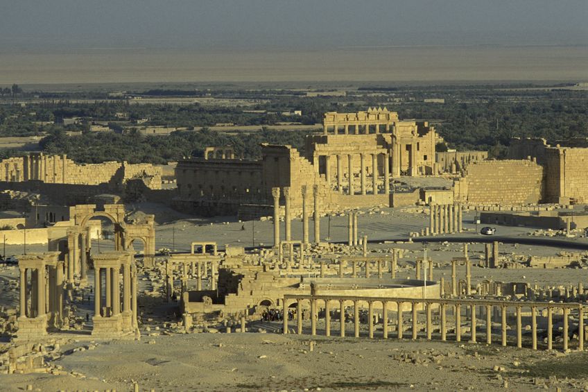40051953 - the roman ruins of palmyra in palmyra in the east of syria.