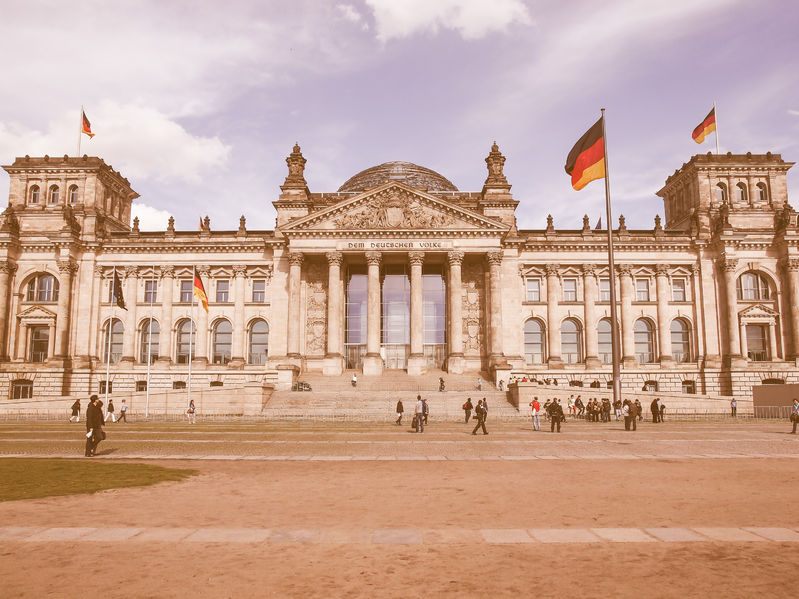 53151408 - berlin, germany - may 09, 2014: tourists visiting the reichstag (german parliament) vintage
