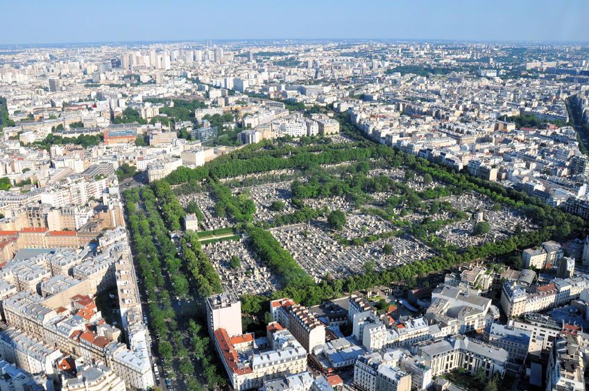 54033022 - montparnasse cemetery in paris, france as seen from high above.