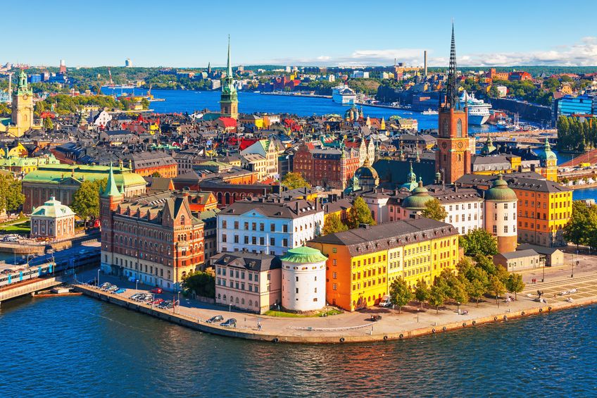 18167228 - scenic summer aerial panorama of the old town  gamla stan  in stockholm, sweden