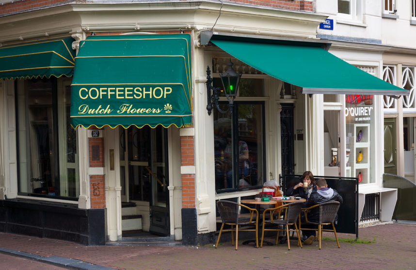 33326880 - amsterdam - august 26: cofeeshop exterior at daytime on august 26, 2014 in amsterdam.