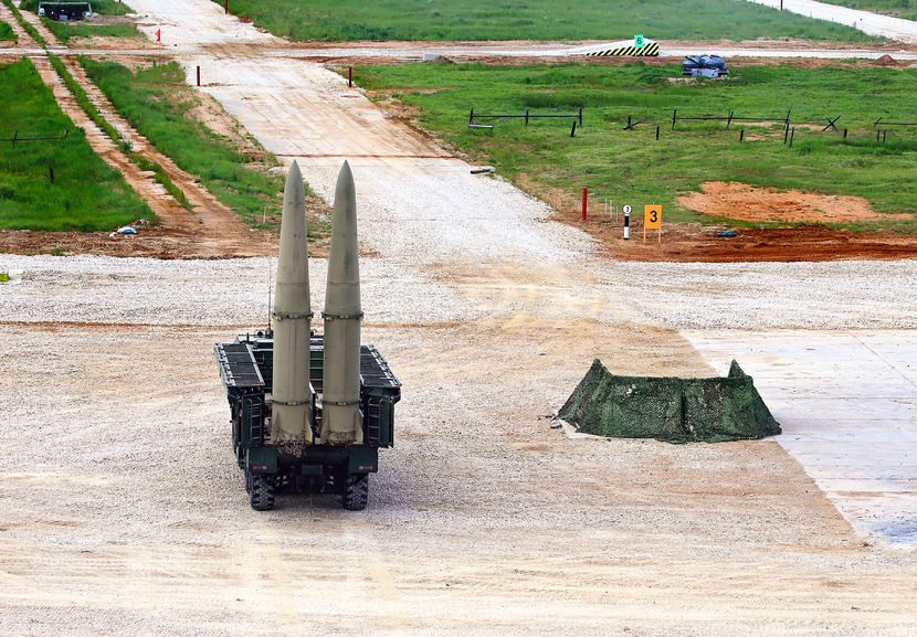 50613495 - russian tactical ballistic missile  on a launcher  in the position
