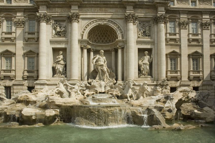 2252742 - fontana di trevei (trevi fountain), the famous fountain of the la dolce vita, a baroque embellished fountain in the heart of rome