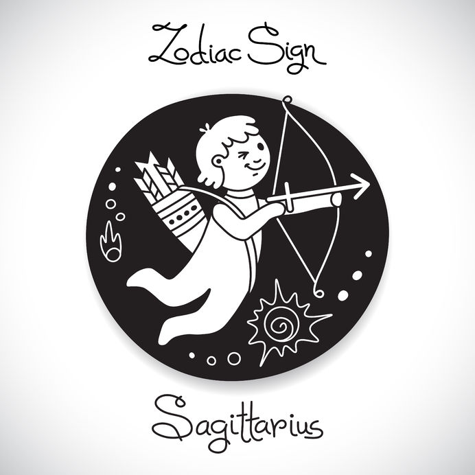 38997106 - sagittarius zodiac sign of horoscope circle emblem in cartoon style. vector illustration.