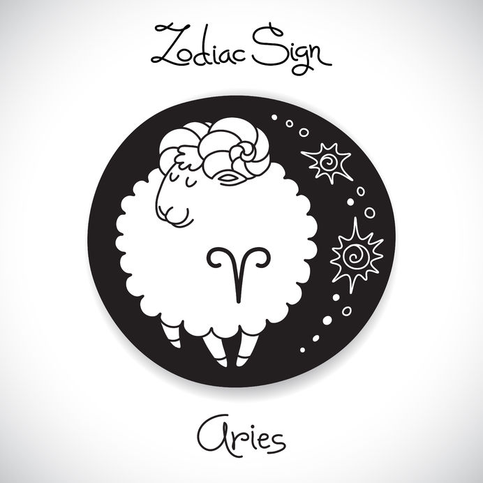38997107 - aries zodiac sign of horoscope circle emblem in cartoon style. vector illustration.