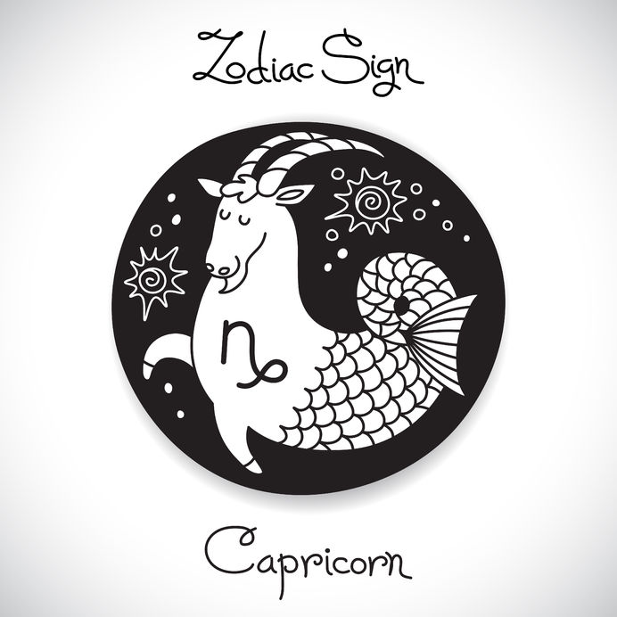 38997111 - capricorn zodiac sign of horoscope circle emblem in cartoon style. vector illustration.