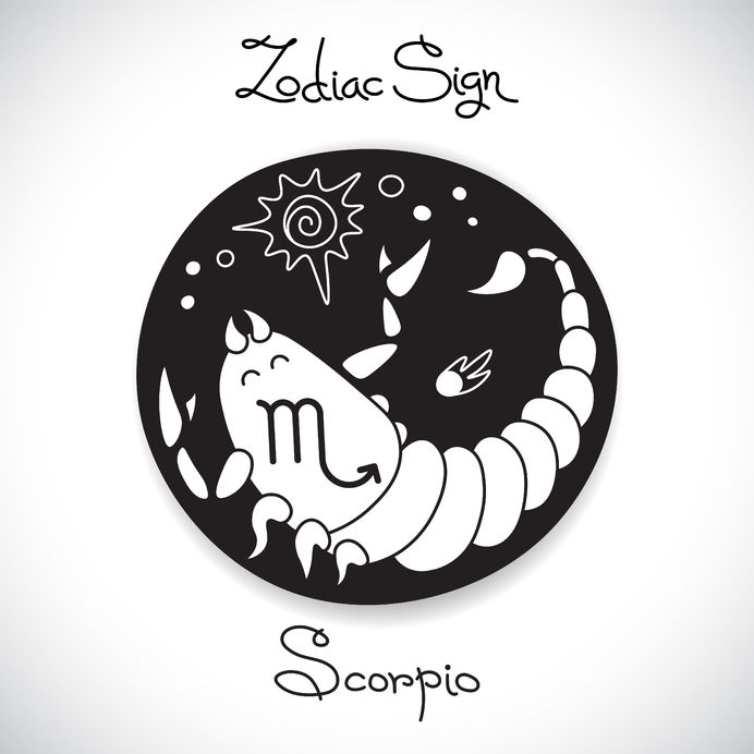 38997196 - scorpio zodiac sign of horoscope circle emblem in cartoon style. vector illustration.