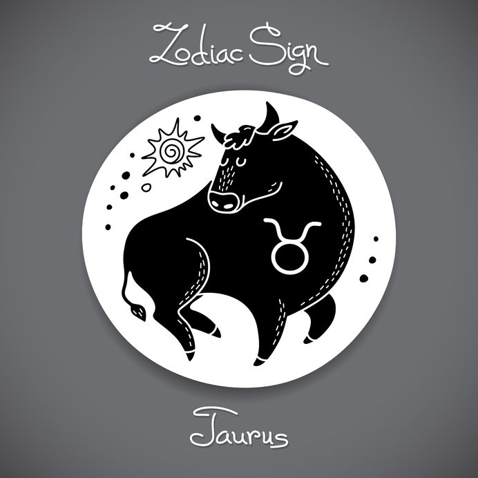 39349480 - taurus zodiac sign of horoscope circle emblem in cartoon style.