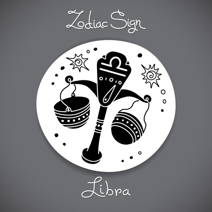 39349486 - libra zodiac sign of horoscope circle emblem in cartoon style.