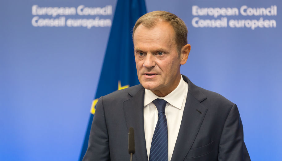 44425064 - brussels, belgium - aug 27, 2015: president of the european council donald tusk during a meeting with president of ukraine petro poroshenko in brussels