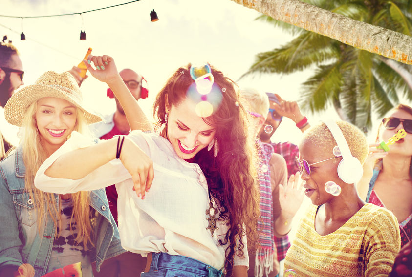 44696094 - friendship dancing bonding beach happiness joyful concept