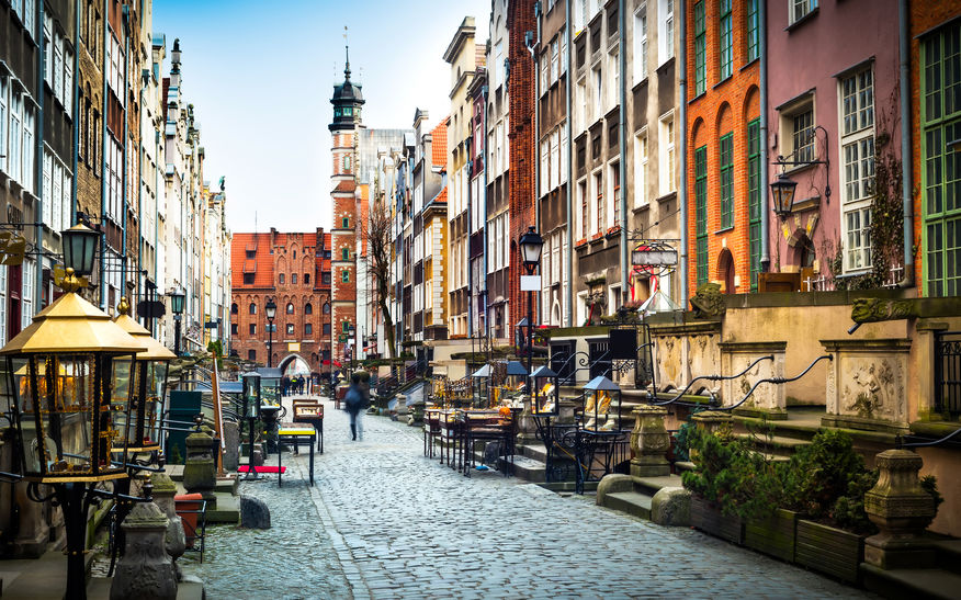 45364914 - architecture of mariacka street in gdansk is one of the most notable tourist attractions in gdansk.