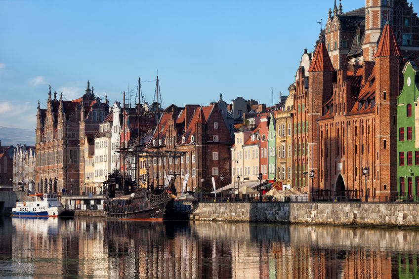 57796284 - city of gdansk in poland, old town skyline from motlawa river