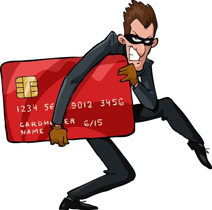 20461240 - a thief with a credit card vector illustration