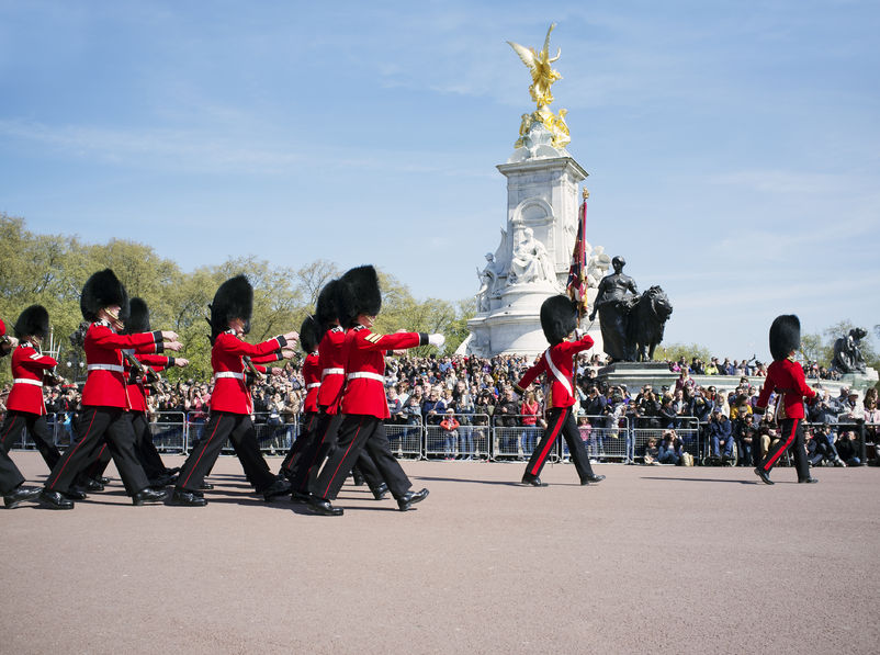 27812590 - london, uk – april 16, 2014: changing the guard at buckingham palace in london