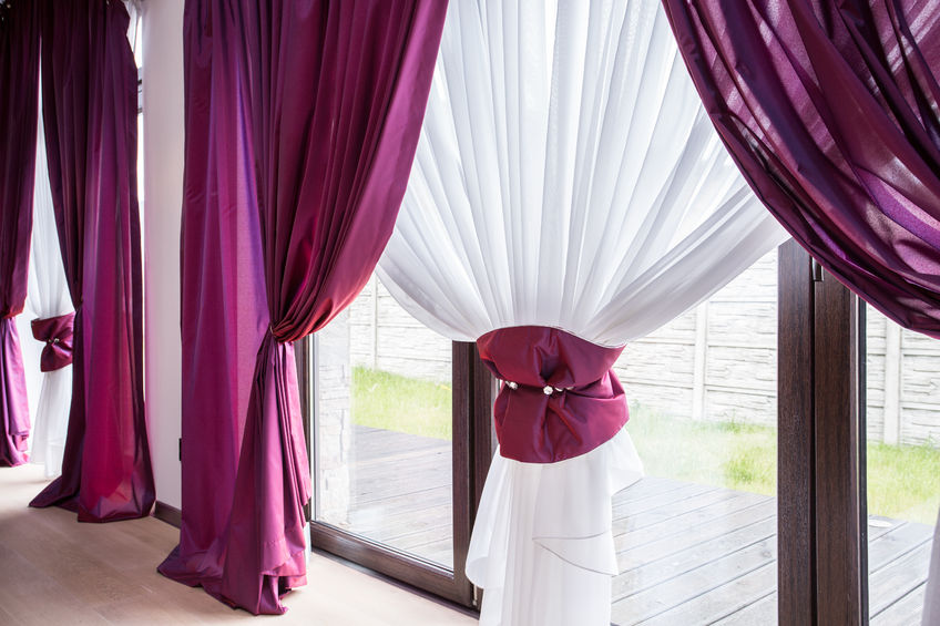 54783718 - elegant curtain and purple drapes in luxury residence