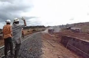 Vykoľajený vlak v Brazílii