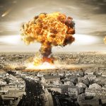 35416272 – nuclear war illustration with multiple explosions