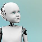 12323278 – a robot child gazing into the future.