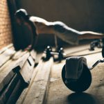 46703344 – guy pressed to the floor in the gym on the roof