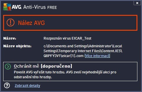 AVG detekcia vírusu